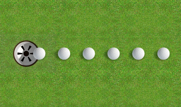 Buraco de golfe com bola aproximando — Fotografia de Stock