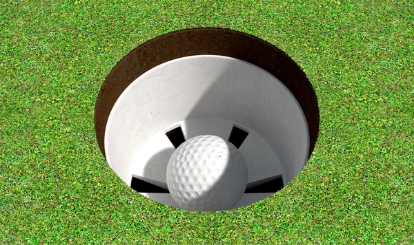 Golf gat met bal binnen — Stockfoto