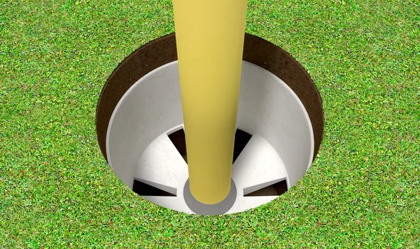Golf agujero y bandera — Foto de Stock