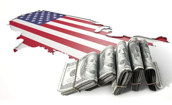 Mapa de país embutido e dinheiro EUA — Fotografia de Stock