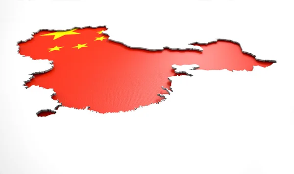 凹进的中国地图 — 图库照片