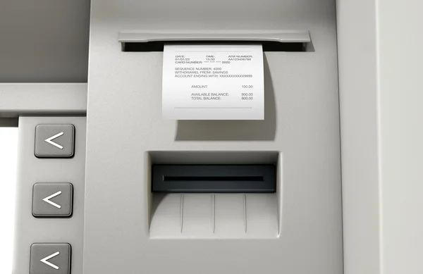 Recibo de Retiro de Deslizamiento ATM —  Fotos de Stock