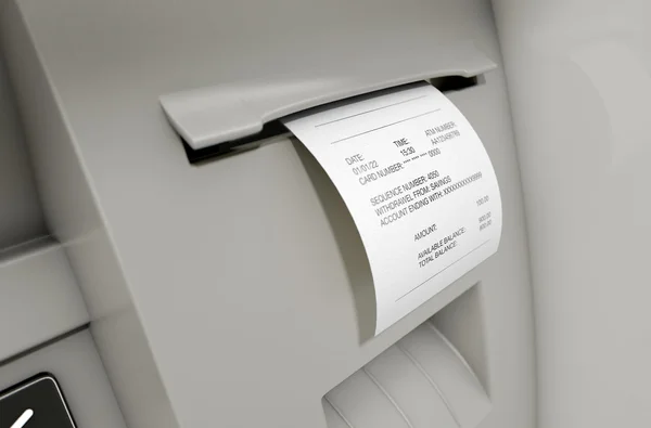 ATM Slip odstoupení příjem — Stock fotografie