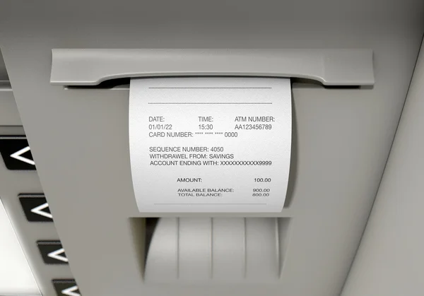 ATM Slip Withdrawel Receipt — Stock Photo, Image