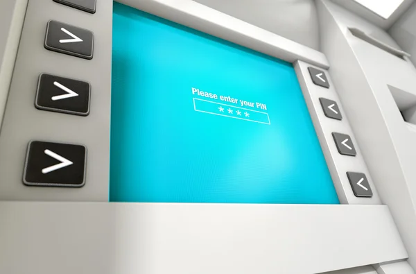 Экран банкомата Введите PIN код — стоковое фото