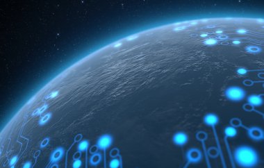 Planet With Illuminated Network clipart