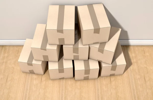 Σπίτι σωρό κουτί από χαρτόνι — Φωτογραφία Αρχείου