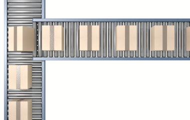 Kutuları ile rulo konveyör