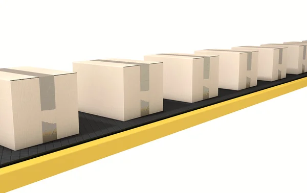Belt Conveyor With Boxes — Stock Photo, Image