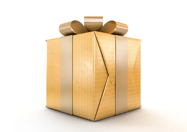 Caja de regalo envuelta en oro — Foto de Stock