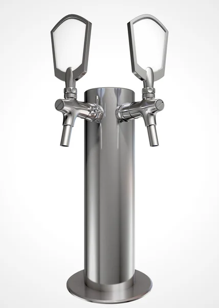 Bier Tap Dual geïsoleerd — Stockfoto