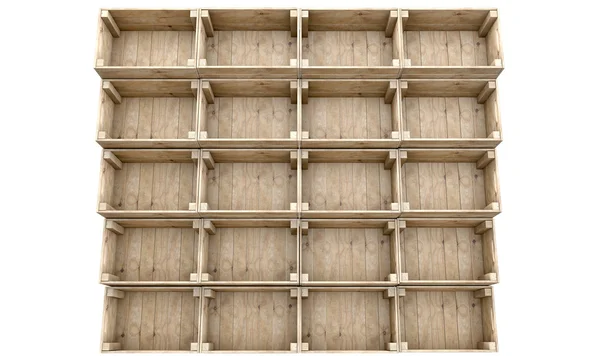 Caixas empilhadas de madeira — Fotografia de Stock