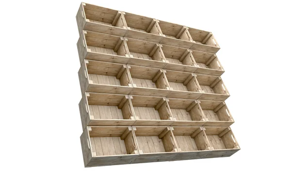 Gestapelde houten kratten — Stockfoto