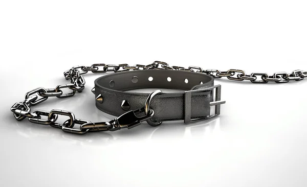 Leather Studded Collar And Chain — Stock Photo, Image