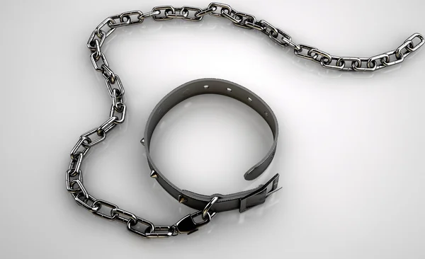Cuello tachonado de cuero y cadena — Foto de Stock