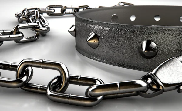 Leather Studded Collar And Chain — Stock Photo, Image