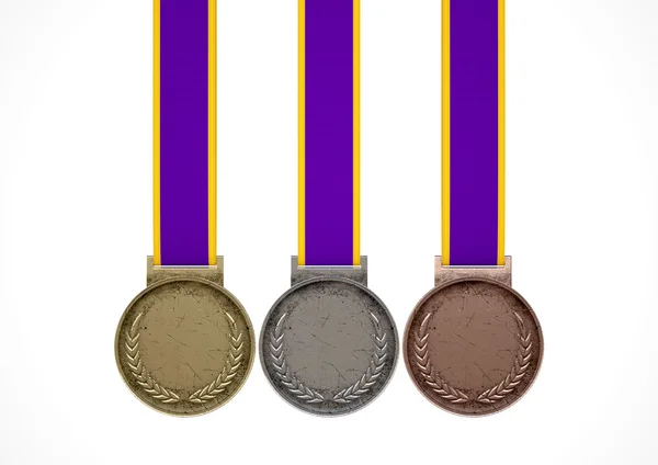 Eerste, tweede en derde medailles — Stockfoto