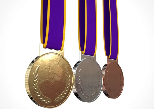 První, druhý a třetí medaile — Stock fotografie