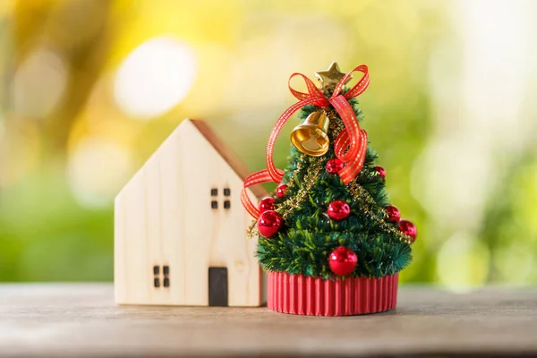 Árvore Natal Miniatura Celebre Natal Dezembro Todos Anos Usando Como — Fotografia de Stock