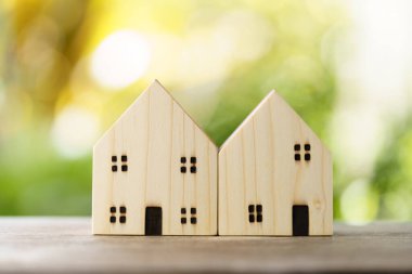 Model ev modeli. Arka plan iş konsepti ve metin veya tasarım için kopyalama alanı ile emlak konsepti olarak kullanılıyor.