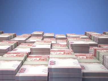 Hong Kong 'un parası. Hong Kong dolarları. HKDHSBC banknotları. 100 dolar. İş, finans, haber geçmişi.