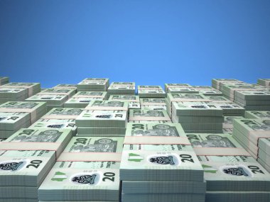 Nijerya 'nın parası. Nijerya naira faturaları. NGN banknotları. 20 polimer. İş, finans, haber geçmişi.