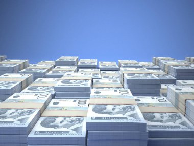 Sırbistan 'ın parası. Sırp dinarı faturaları. RSD banknotları. 100 dinar. İş, finans, haber geçmişi.
