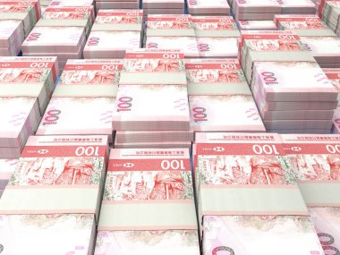 Hong Kong 'un parası. Hong Kong dolarları. HKDHSBC banknotları. 100 dolar. İş, finans, haber geçmişi.