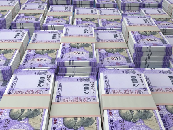 Indiens Pengar Indiska Rupier Räkningar Inr Sedlar 100 Rupier Företag — Stockfoto