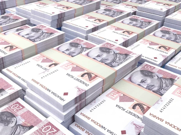 Geld Van Kroatië Kroatische Kuna Biljetten Hrk Bankbiljetten Euro Zaken — Stockfoto