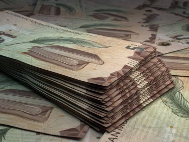 Azerbaycan 'ın parası. Azerbaycan Manat faturaları. AZN banknotları. 5 sikke. İş, finans, haber geçmişi.