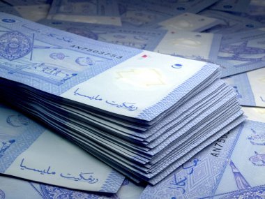Malezya parası. Malezya ringgit faturaları. MYR banknotları. 1 halka var. İş, finans, haber geçmişi.
