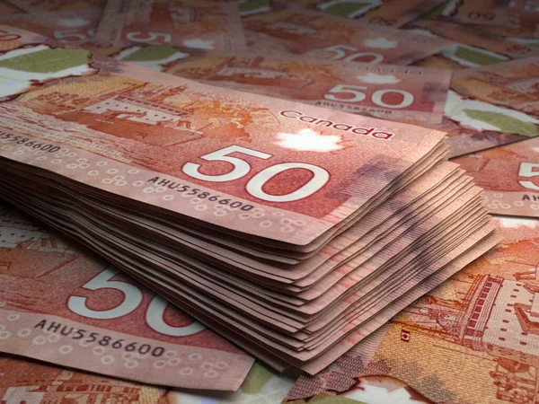 Dinero Canadá Billetes Canadienses Billetes Cad Dólares Negocios Finanzas Noticias — Foto de Stock