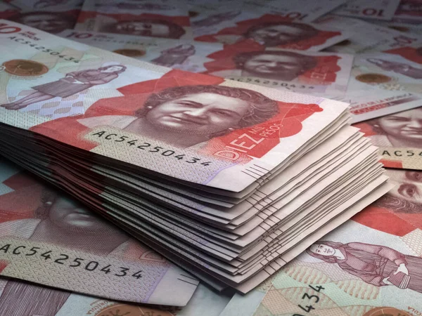 Geld Aus Kolumbien Kolumbianische Peso Scheine Cop Scheine Pesos Unternehmen — Stockfoto