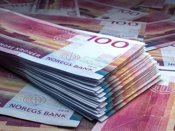 Norveç 'in parası. Norveç kronu faturaları. Tamam, banknotlar. 100 kron. İş, finans, haber geçmişi.