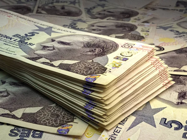 Geld Der Türkei Türkische Lira Scheine Try Banknoten Liralar Unternehmen — Stockfoto