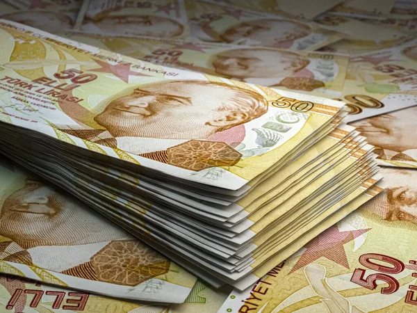 Geld Der Türkei Türkische Lira Scheine Try Banknoten Lira Unternehmen — Stockfoto