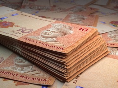 Malezya parası. Malezya ringgit faturaları. MYR banknotları. 10 halka var. İş, finans, haber geçmişi.