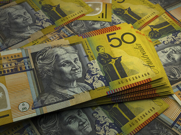 Money of Australia. Australian dollar bills. AUD banknotes. 50 dollars. Business, finance, news background.