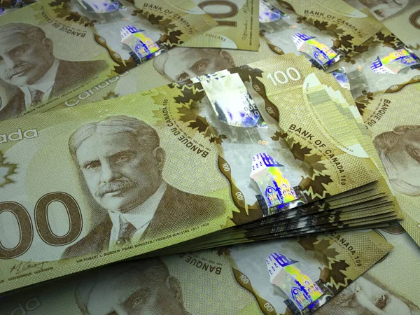 Dinero Canadá Billetes Canadienses Billetes Cad 100 Dólares Negocios Finanzas — Foto de Stock