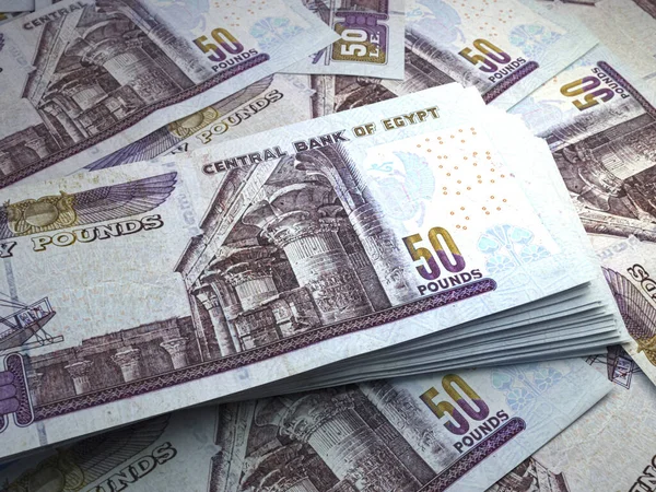 Money of Egypt. Egyptian pound bills. EGP banknotes. 50 pounds. Business, finance, news background.