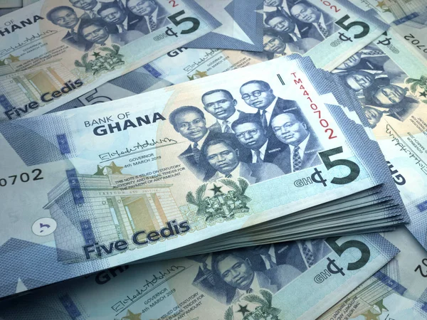 Dinero Ghana Billetes Cedi Ghaneses Billetes Ghs Cinco Cedis Negocios — Foto de Stock