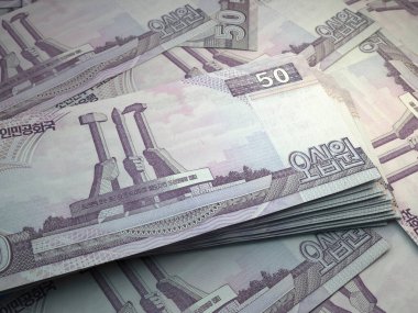 Kuzey Kore 'nin parası. Kuzey Kore para kazandı. KPW banknotları. 50 won. İş, finans, haber geçmişi.