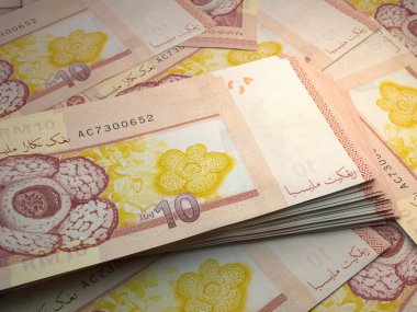 Malezya parası. Malezya ringgit faturaları. MYR banknotları. 10 halka var. İş, finans, haber geçmişi.