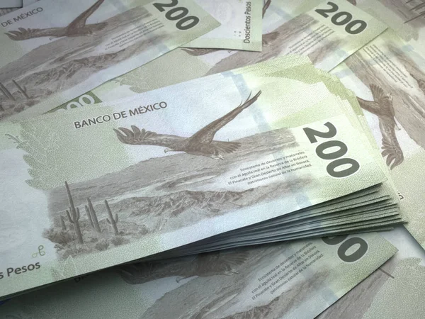 Dinero México Billetes Peso Mexicano Billetes Mxn 200 Pesos Negocios —  Fotos de Stock