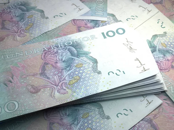 Λεφτά Της Σουηδίας Σουηδικά Κορώνες Τραπεζογραμμάτια Sek 100 Κορώνες Επιχειρήσεις — Φωτογραφία Αρχείου