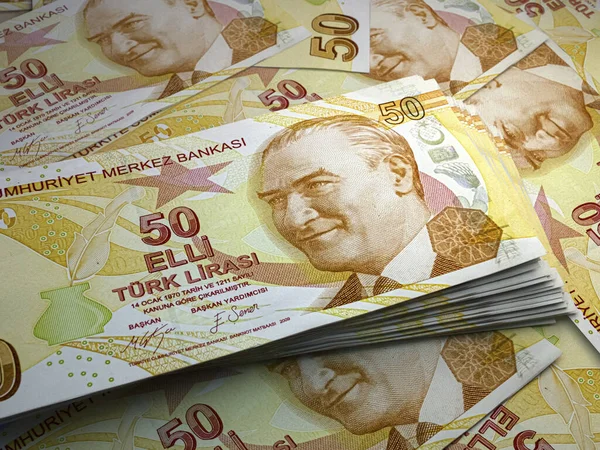 Argent Turquie Des Billets Lires Turques Essaie Les Billets Liralar — Photo