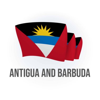 Antigua ve Barbuda 'nın vektör bayrağı. Antiguan bayrağı sallıyor. Vektör illüstrasyonu.