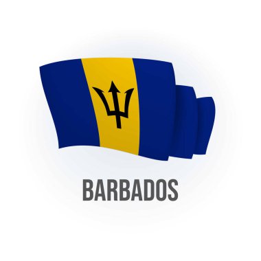 Barbados 'un vektör bayrağı. Barbadoslular bayrak sallıyor. Vektör illüstrasyonu.