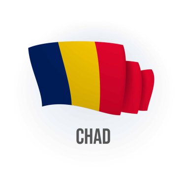 Chad 'in vektör bayrağı. Çad bayrağı sallıyor. Vektör illüstrasyonu.